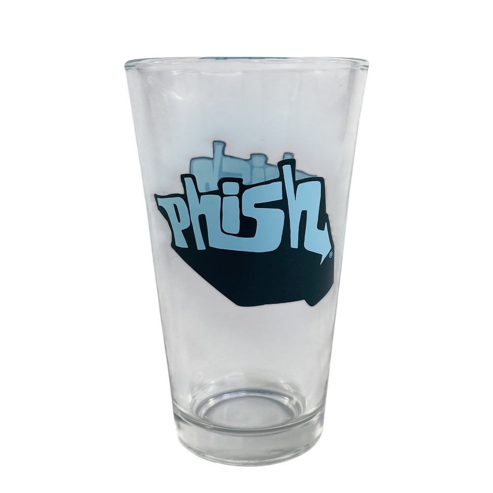 Phish Band Logo Pint Glass Clear Blue Black Graffiti Logo Jam Band Barware